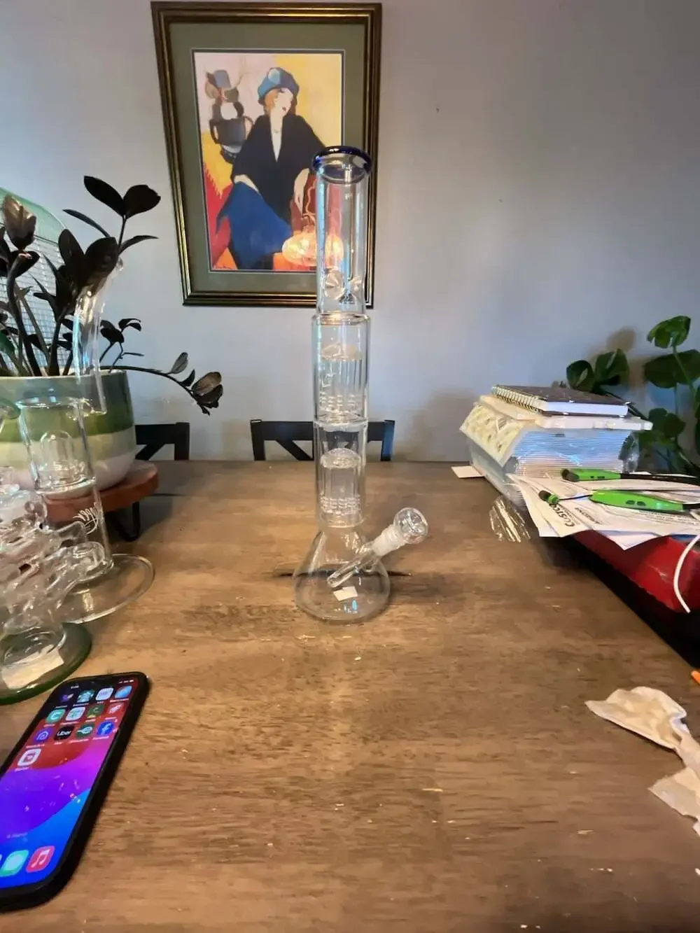 Double Tree Percolator Beaker Base Water Piece.with Ice Pinch